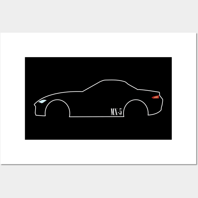 Miata Outline MX-5 ND IV White Wall Art by CharlieCreator